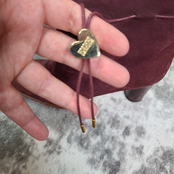 Moschino Cheap And Chic Mauve Maroon Pink Leather Suede Cylinder Heel - Picture 12 of 16